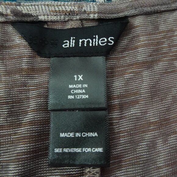 Ali Miles Knit Tunic Top Women's Plus Size 1X Multicolor Loose Fit Burnout - Picture 6 of 10